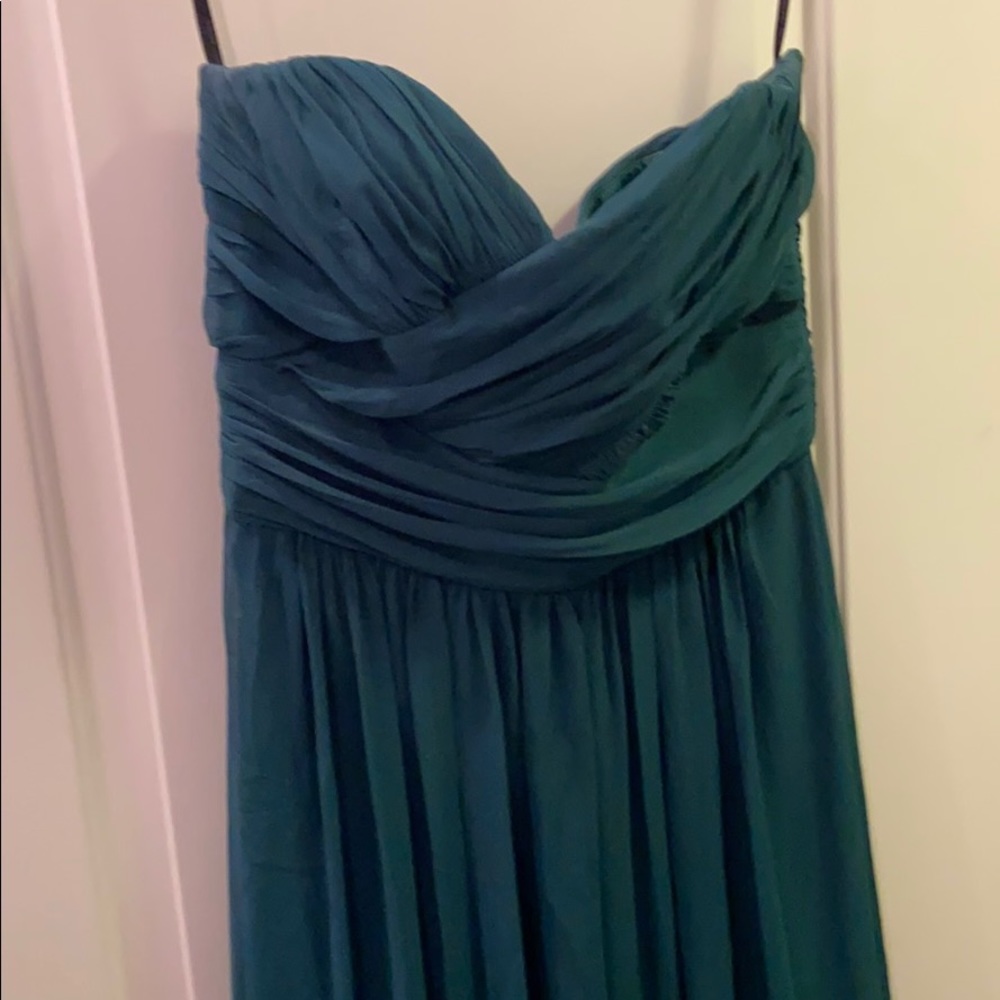 Dessy Collection hunter green gown sz 10 Long - Picture 3 of 4